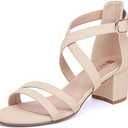 IDIFU Women's Block Low Chunky Heel Strappy Sandals Open Toe Ankle Strap Dress Wedding Evening Shoe for Women Bridal, Size 8