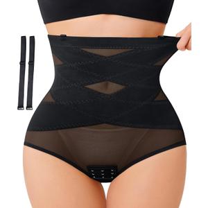 REYEOGO Tummy Control Shapewear for Women - Faja Body Shaper High Waist Butt Lifting Shapewear Panties (Medium, Black)