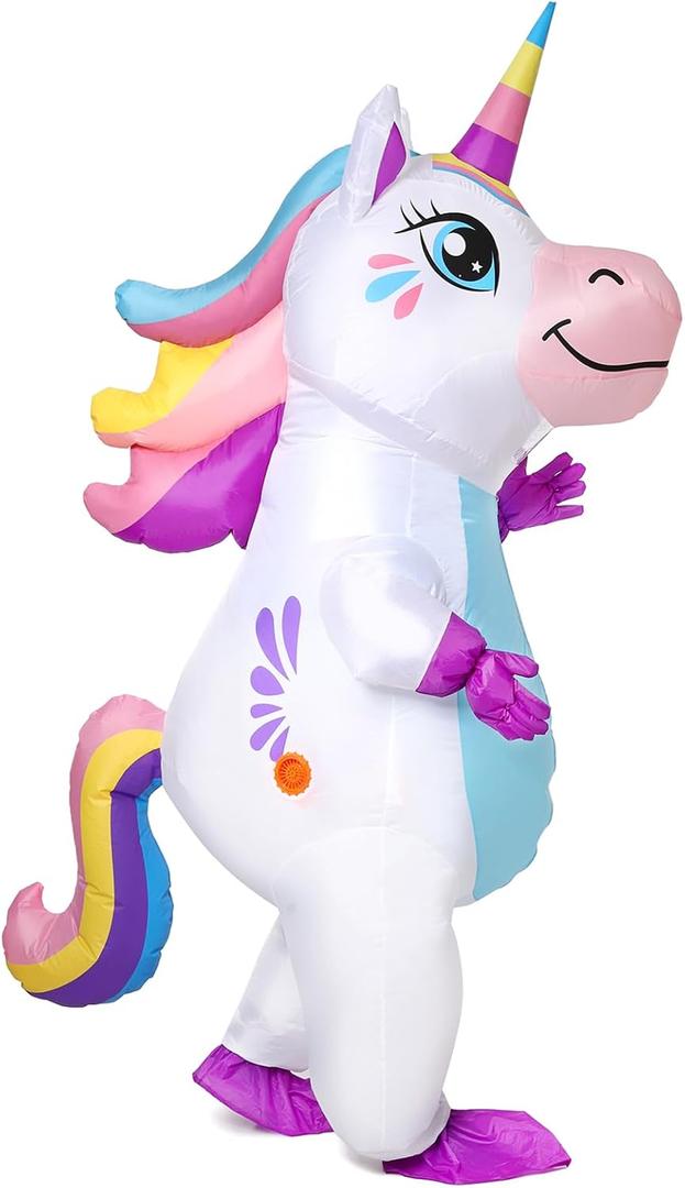 Gootus Inflatable Unicorn Costume for Adult - Funny Halloween Inflatable Costumes for Men Women, Blow Up Costume for Halloween Party Cosplay (White)