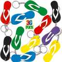 ArtCreativity Flip Flop Keychains, Set of 36, Fun Key Chains for Backpack, Luggage, Great Giveaways for Luau, Beach, & Pool Parties, Cool Goody Bag Fillers & Small Prizes for Kids, Summer Party Favors