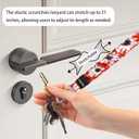 2 x Lanyardio Stretchy Scrunchie Lanyard for ID Badges Keys, Cute Teacher Lanyard for Women with 2 Card Holders 19.11 Inch (Red Flower)