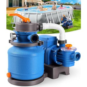 2500 GPH Sand Filter Pump for Above Ground Pools, Pool Pumps Above Ground with 24H Automatic Timer, 6-Way Valve, Efficient Circulation &Filtration Pool Sand Pump,Up to 12000 Gallons-Tangerine | 24H Automatic Timer, 6-Way Valve
