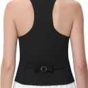 Women Suit Vest V Neck Button Down Vest Top Tuxedo Waistcoat Sleeveless Racerback Fashion Vests Blazer (Black, L)