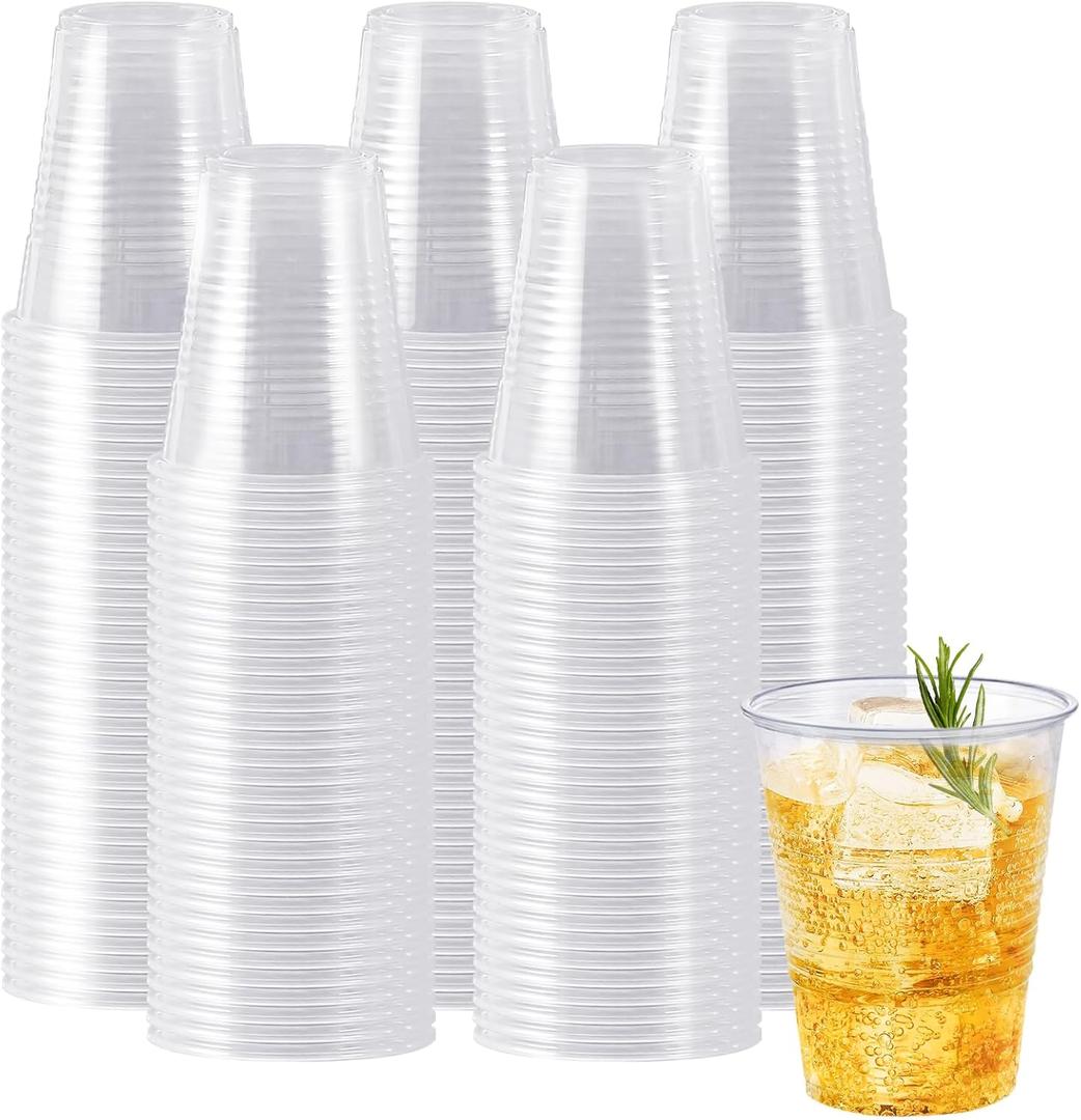SIUQ 300 Pack 12 oz Clear Plastic Cups, 12 Ounce Disposable Cold Drinking Cups for Party, Picnic, Wedding, BBQ, Travel, Christmas, Halloween, Events