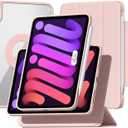 ZENLU iPad mini 6th 7th Generation Case with Removable Magnetic Folio Cover, Premium PU Leather, Multiple Angles, Pencil Charging Support, Full Protective Case for 8.3 inch iPad mini 6/7 (Pink)