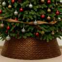 42in Christmas Tree Collar, Christmas Tree Skirt, Extra Large Water Hyacinth Holiday Stand Collar,5-Piece Rattan Wicker Skirt Accessory for Home Xmas Decoration