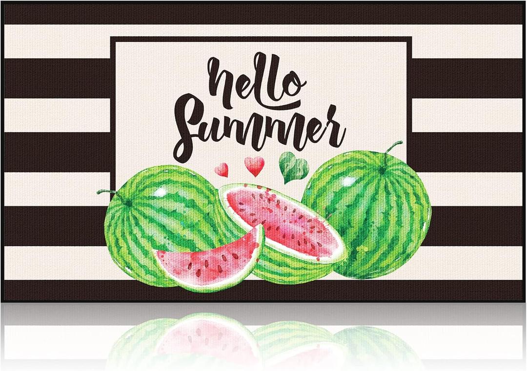 Zhanmai Welcome Mats Door Mat Indoor Entrance Cute Decorative Outdoor Doormats Non Slip Outside Door Mats for Front Spring Rugs, 16" x 28"(Watermelon)