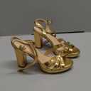 COLETER Women's Platform Chunky Heels Ankle Strap Block Heeled Sandals Party Wedding Shoes size 7