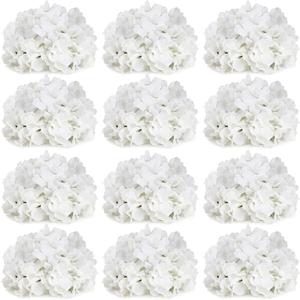 11.81 Inch Hydrangea Flower Balls for Centerpieces - 12 PCS Artificial Floral Arrangement Large Fake Silk Kissing Ball for Wedding Table Home Party Decor - White