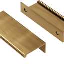 Peaha 10 Pack Kitchen Cabinet Handles 3 inch Champagne Bronze Pulls for Dresser Drawers Door Edge Finger Pull Hardware (Hole Centers, 3'' (76mm)