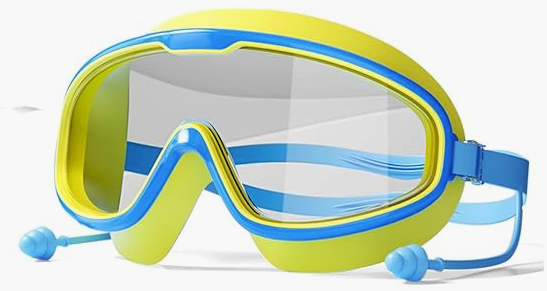 Kids Swim Goggles HD Children's Large Frame Waterproof and Anti-fog Swimming Goggless with Adjustable Straps for Boys Girls (Blue/Yellow)