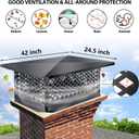 Chimney Cap 17" x 35", Chimney Cover, Bottom Installation Method Adjustable to Fit Outside Existing Clay Flue Tile Dimensions, Black