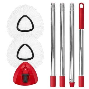 Nuorest Spin Mop Replacement Set for O-Ceda EasyWring 1-Tank System, Includes 2 Mop Head Replacement, 1 Mop Handle (30-58in Adjustable 4-Section Pole), 1 Spin Base