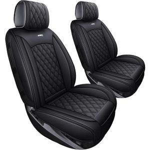 Aierxuan Chevy Silverado GMC Sierra 2 Front Seat Covers Pickup Custom Fit 2007-2026 1500 2500HD 3500HD Crew Double Extended Cab Waterproof Leather Seat Protectors(2 PCS Front, Black)