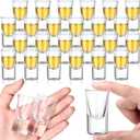 24 Pcs 0.5oz/15ml Mini Shot Glass Set with Heavy Base, Clear Cute Whiskey Glasses Cups Small Bulk Cup for Tasting, Liqueurs Soju Espressos (Bullet)