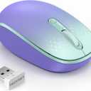 TECKNET Wireless Mouse, 2.4G Quiet Computer Mouse with USB Receiver, 4 Buttons Portable Cordless Mice for Chromebook, Laptop, PC, Mac, 800/1200/1600 DPI (Gradient Purple)