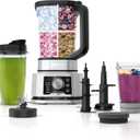 Ninja Blender For Kitchen | Food Processor Combo System | Smoothie Maker & Nutrient Extractor | 6 Functions for Bowls, Spreads, Dough, Shakes | 72-oz. Pitcher & To-Go Cups | Silver | SS351