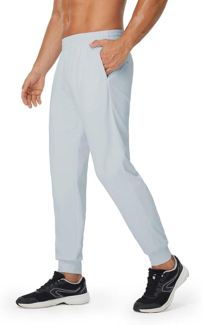 M MAELREG Mens Joggers with Zipper Pockets Athletic Sweatpants Traning Track Pants Mens Golf Joggers Running Workout (Gray, XXL)
