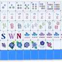 Arrowbash 160 Pcs American Mah Jong Set 1.2 x 0.87 Inches Blue Back Melamine Mini Mahjong Tiles, Carved Pattern for Adult Social Games, Mahjong Lovers, Beginners