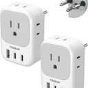 Switzerland Travel Plug Adapter 2 Pack, TESSAN Type J Switzerland power adapter with 4 Outlets 3 USB (2 USB-C), Swiss Plug for US to Rwanda Jordan Liechtenstein Madagascar, Travel Essentials