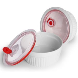 22 oz Ramekins with Lids 6 PCS, Porcelain Ramekins Dishes for Souffle,Creme Brulee, Pudding, Custard Cups,Bakeware Bowls Set for Baking,Oven Safe, White (5.8 inch)