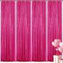 Fuchsia Sequin Backdrop Curtain 4 Pieces 2FTx8FT Glitter Photography Backdrop for Party Wedding Birthday Christmas Decorations