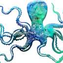 Zhengmy Octopus Wall Art Metal Octopus Wall Decor 18 x 11 Inch Extra Large Tropical Nautical Hanging Sculpture Beach Ocean Theme Home Bedroom Decoration Gifts(Ocean Blue)