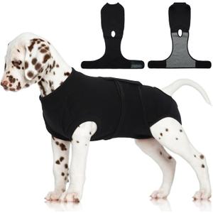 FUAMEY Dog Recovery Suit Male,Dogs Surgery Neuter Suits Puppy Spay Shirts for Female Protect Dog's Skin Anti Licking Abdominal Wounds Doggie Onesie Pet Bodysuit Alternative to Cone Black S (S(back:11.4-13.4in,wt:7-15lbs))