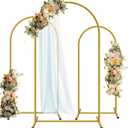 Hemmotop Metal Arch Backdrop Stand, Gold, Set of 3, 6FT, 5FT, 4FT