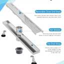 Shower Drain Stainless Steel for Bathroom: Brushed Nickel Linear Shower Drain 28 Inch with Removable Brick Pattern Grate - Adjustable Rectangular Shower Floor Drain with Hair Strainer