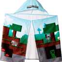 Jay Franco Kids Hooded Towel  22" x 51" Super Soft Bath Wrap with 3D Hood, Beach, Pool & Travel, Official Licensed Product, Blue - Minecraft