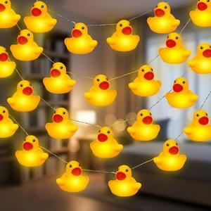 Deekin 3 Pcs 60/100 LED Rubber Duck String Lights Valentines Tree Decor Duck Battery Operated String Lights Decorative for Holiday Car Wall Window Yard Garden Birthday Party Decor (Yellow)