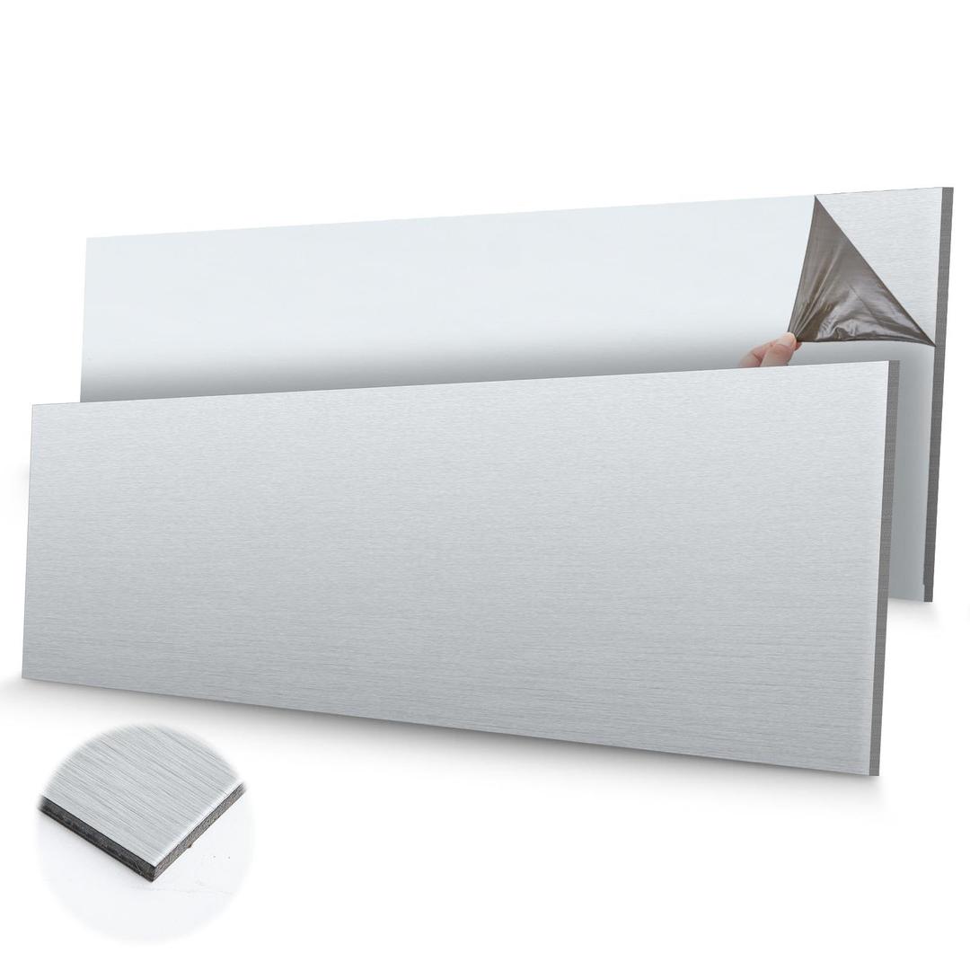 Blulu 2 Pcs Aluminum Composite Sheet, 1/8" Thick Plate, Silver, 36"x12"