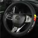 Premium Leather Steering Wheel Cover Compatible with Toyota Tacoma 4Runner Tundra Highlander Sequoia,Non-Slip, Breathable 15-16.5 inch -Yellow-1