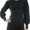 Nanette Nanette Lepore Womens Lurex Rib Sleeve Pullover Sweater (Black, S)