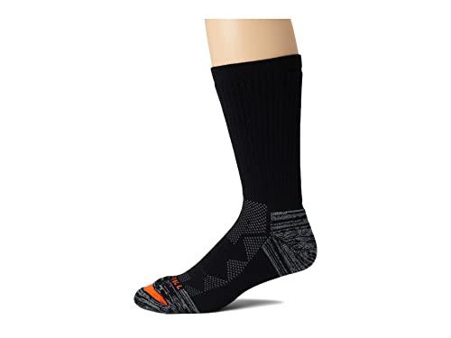 Merrell Unisex Durable and Breathable Midweight Merino Wool Elite Work Crew Sock with Blister Protection 1Pair Pack, Black, Men's Shoe Size: 13-15