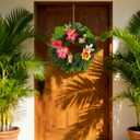 Cinnvoice Hawaiian Leis Flower Wreath Decoration Tropical Wreaths for Front Door Hawaiian Door Hanging Decor Summer Tropical Floral Wall Decor for Indoor Outdoor Decoration