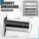 Shimeyao 4" Wall Vent Cover Stainless Steel Outside Dryer Vent Covers for House Exhaust Duct Kit with Removable Extension Pipe 8 Inch and 4 Screw for House Outdoor Extended Air Pipe, Silver