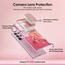 for Samsung Galaxy S23 Ultra Case with Slide Camera Cover, Samsung S23 Ultra Case Shockproof Slim Thin Lightweight, Chic Glossy Fade-Resistant Pattern Phone Cases Cover for S23 Ultra, Pink