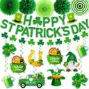 St Patricks Day Decorations, Saint Patricks Day Decorations includes Happy St Patricks Day Banner Shamrock Garland Hanging Swirs and Tissue Pom Poms, St Patricks Day Decorations for Office Home
