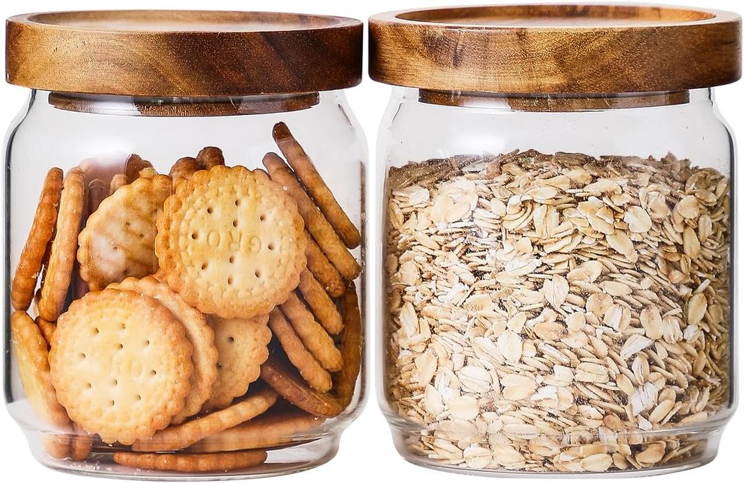 Glass Jar with Lid 3.54 Inch Wide, 15 OZ Small Airtight Food Storage Containers Glass Set for Coffee Beans| Sugars| Candy, 4 Pack