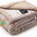 Luciphia Waterproof Pet Blankets Whith Paw Print for Couch Sofa Bed Cover, Liquid Pee Proof Soft Fluffy Dog Blanket Washable, Reversible Furniture Protection Puppy Cat, Khaki, Large65" x 57"