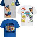 Paw Patrol Graphic T-Shirts (3 Pack) Rubble, Chase & Marshall Character Outfit Toddlers Birthday Boys 4T GyH/ WH/ B SS