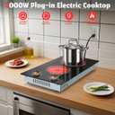 2 Burner Electric Cooktop, Built-in & Countertop Electric Stovetop 12 Inch, Ceramic Cook Top with Knob Control, 9 Power Levels Setting, Over-Temperature Protection, 110V - 120V Plug in