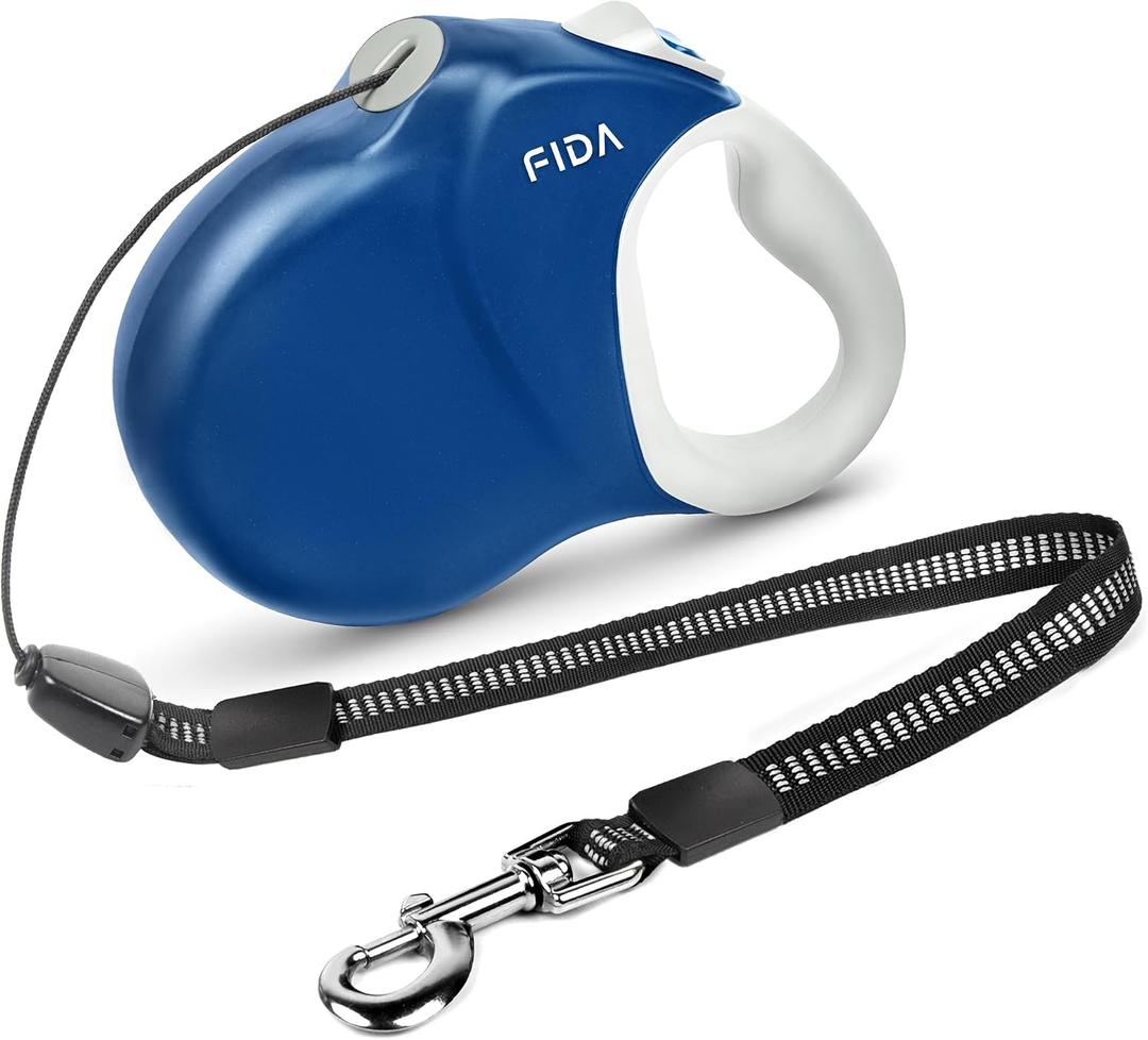 Fida 30ft Upgraded Retractable Dog Leash, Heavy Duty Pet Walking Leash for Medium/Large Breed up to 110 lbs, 360 Tangle-Free Long Retract Dog Lead, Soft Grip, One-Hand Brake, Blue