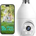 Light Bulb Security Camera Wireless Outdoor, 5G&2.4G WiFi Cameras for Home Security with Patrol, AI Human Detection, Motion Tracking, 2-Way Talk, Color Night Vision, SD/Cloud, 24/7 Recording, 1 Pack