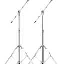 2 Pack Boom Cymbal Stand, Adjustable Cymbal Stand for Drum Hardware Percussion Mount Holder Gear Set Drum Hardware Set for Mounting Crash, Ride, Splash Cymbals, Double Braced Legs with Rubber Feet