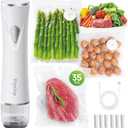 Handheld Vacuum Sealer, Premium Vacuum Sealer for Food + 35 Reusable Sous Vide Bags, Powerful Vacuum Food Sealer for Kitchen, Home, BBQ, Travel, Gifts, Seal Food 6X Fresh Longer