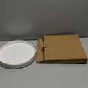 Round Decorative Tray for Coffee Table Decor, PU Leather Coffee Table Tray Golden Trim for Home Decor Living Room Dining Table, Perfume Trays Nightstand Organizer (White)