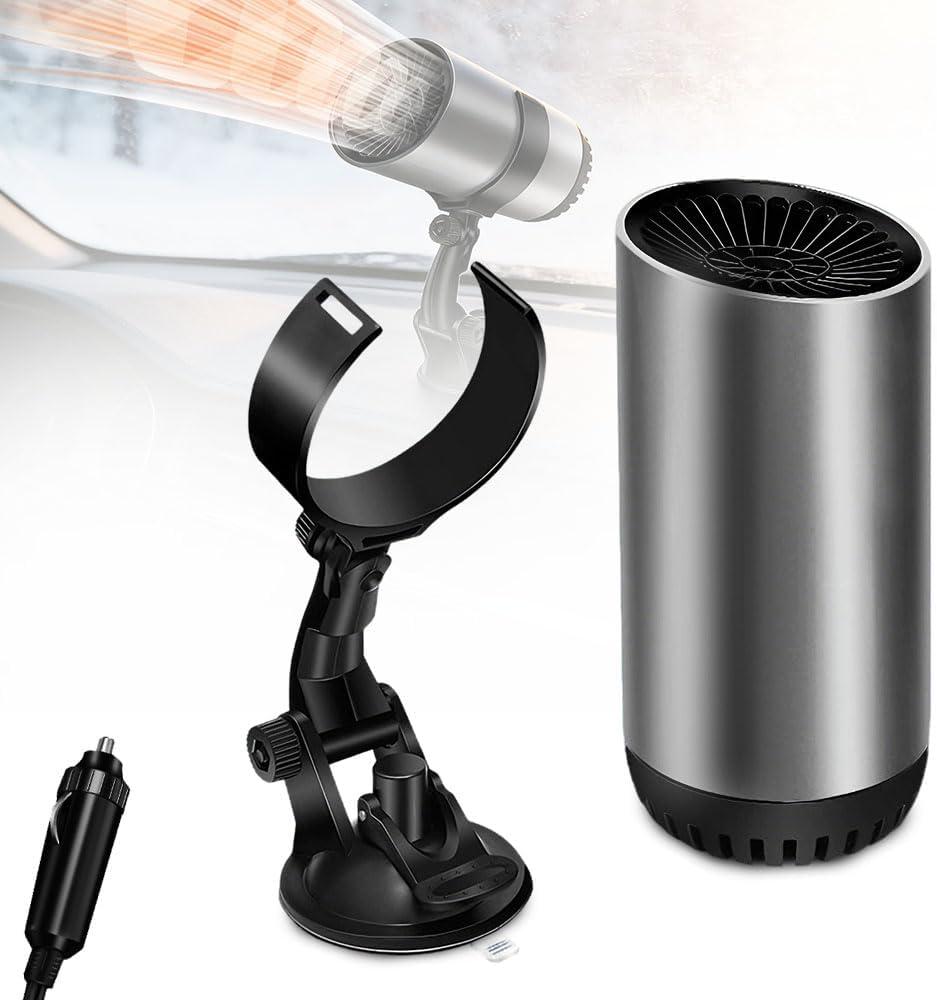 Car Heater, 2026 New 360 Rotation 12V Portable Car Heater That Plugs into Cigarette Lighter, Defroster for Car Windshield, Plug in Automobile Windscreen Fan with Suction Holder for All Cars